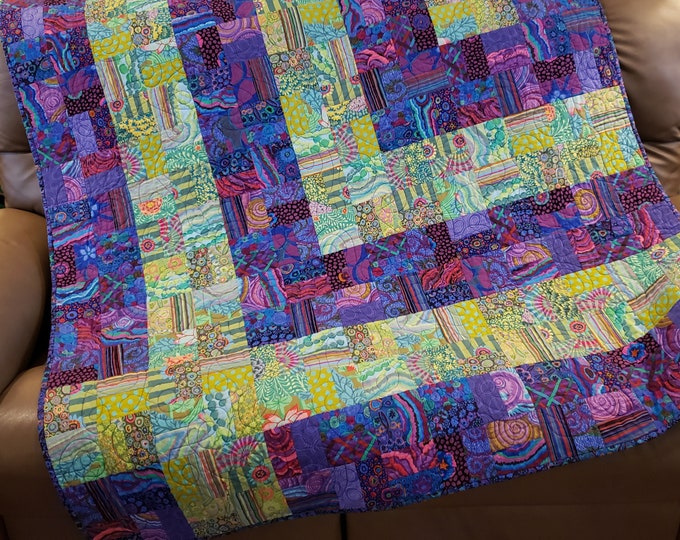 Kaffe Fassett Modern Quilt, Lap Quilt, Handmade in Canada, Ready to
