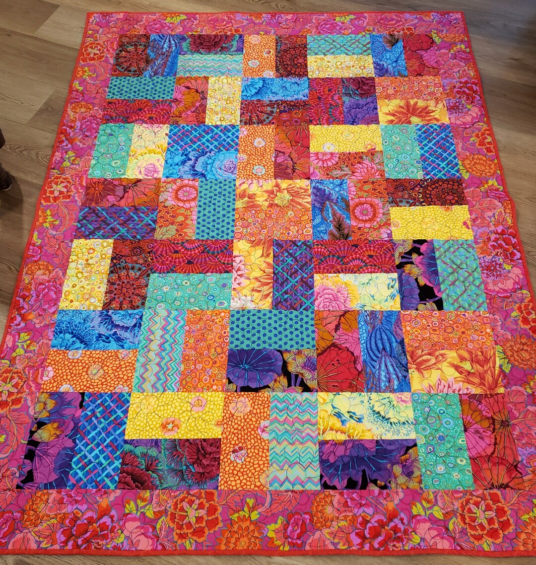 Completed Quilt, Kaffe Fassett Simple and Fun Lap Quilt, Modern Quilt