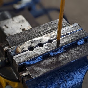 Fabricated blacksmith rivet header tool / upsetting block Thak Ironworks inspired