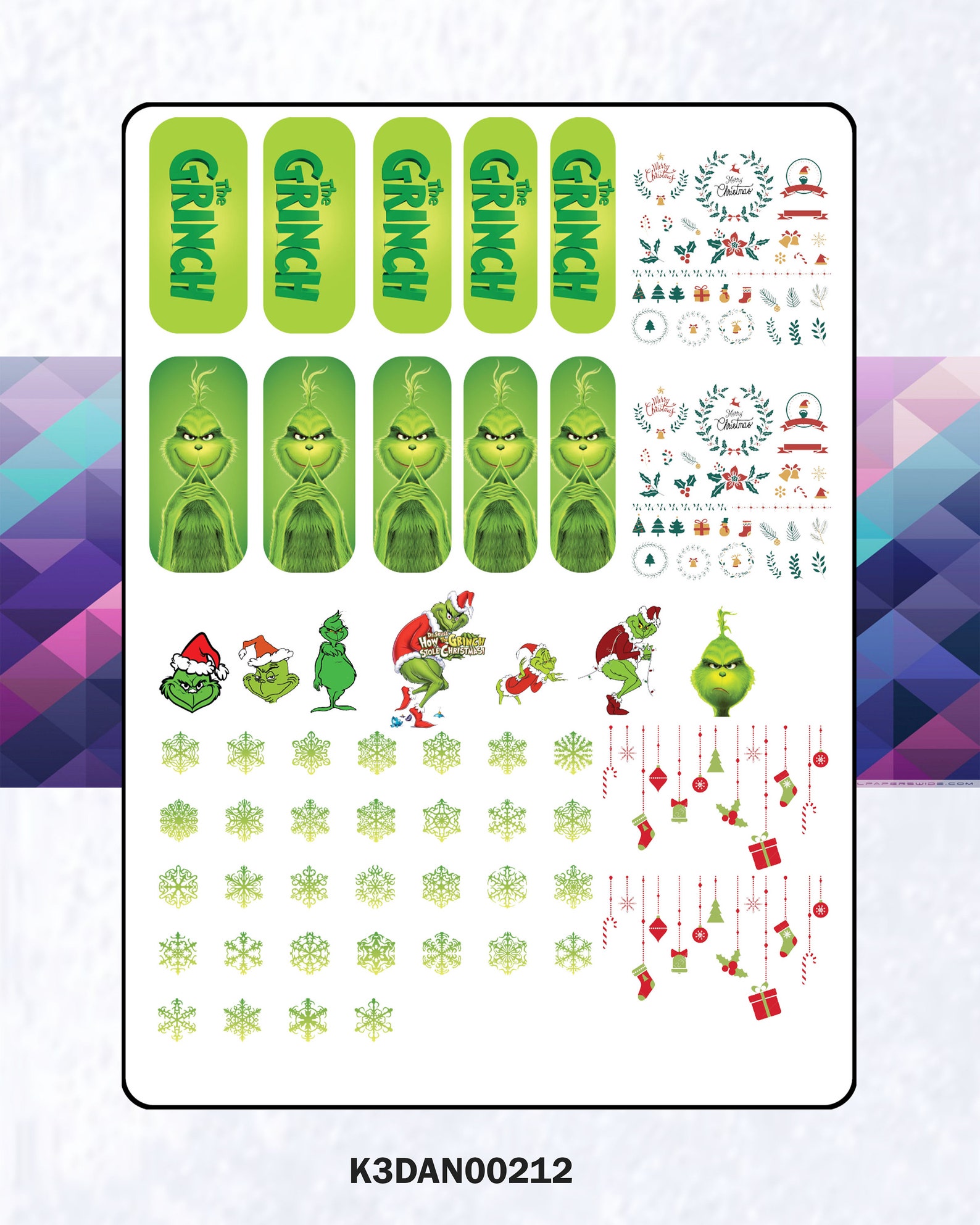 Grinch Nail Art Waterdecal Stickers Etsy
