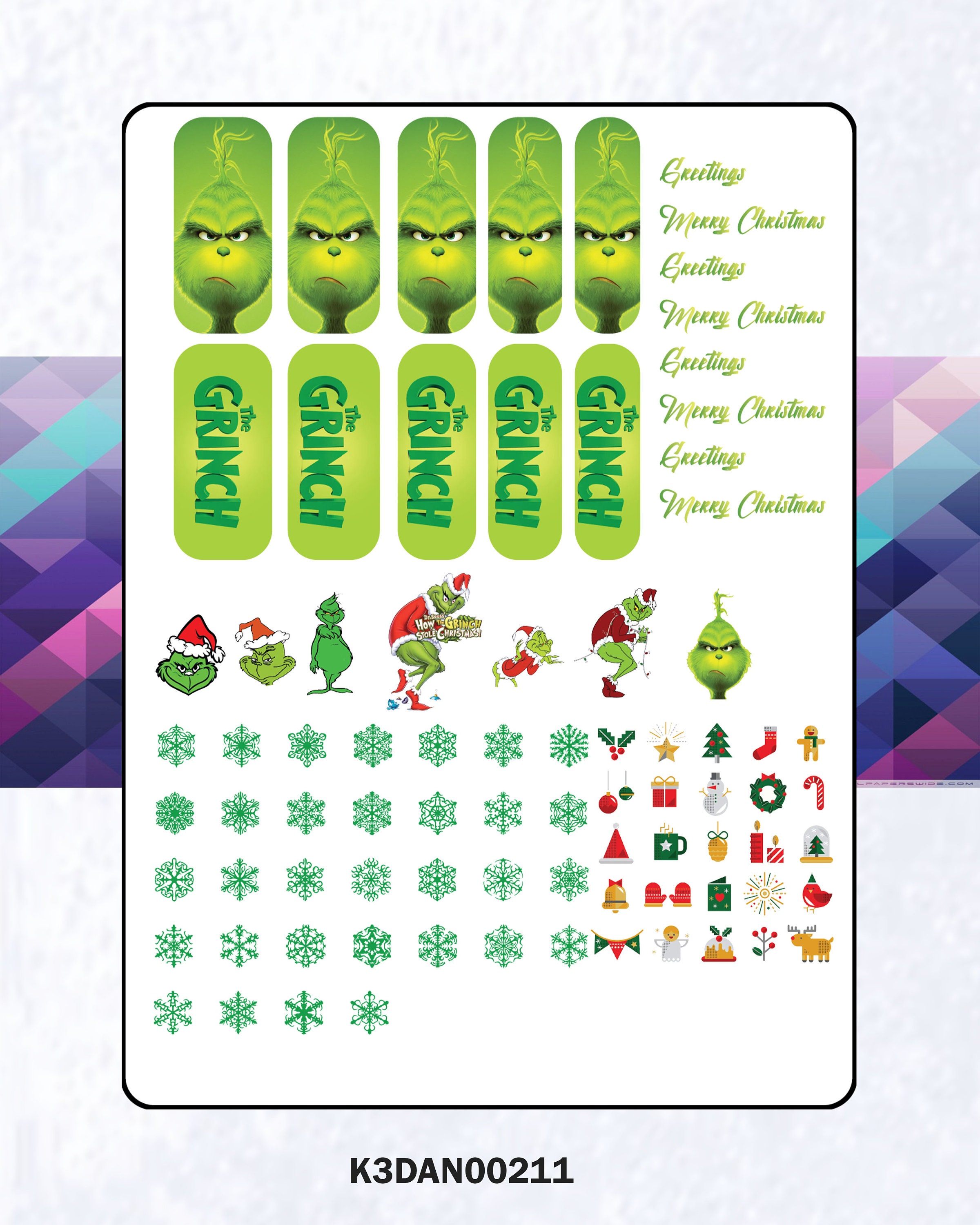 Grinch Nail Art Waterdecal Stickers Etsy
