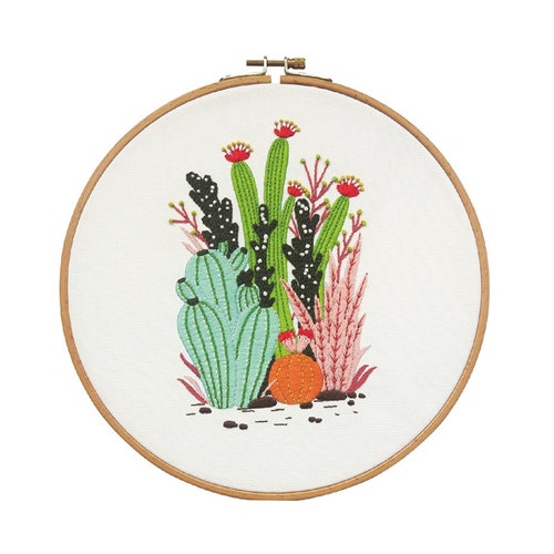 Cactus Embroidery Kit Handmade Embroidery Gift Plant Etsy