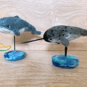 Needle-felted Narwhal, Wool felt marine mammal, Wool felt narwhal, needle-felted humpback whale, humpback whale, decoration, home decor