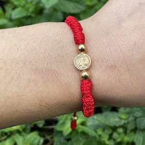 Adjustable St. Benedict Red Thread Protection Bracelet Pulsera Tejida Hilo Rojo de San Benito