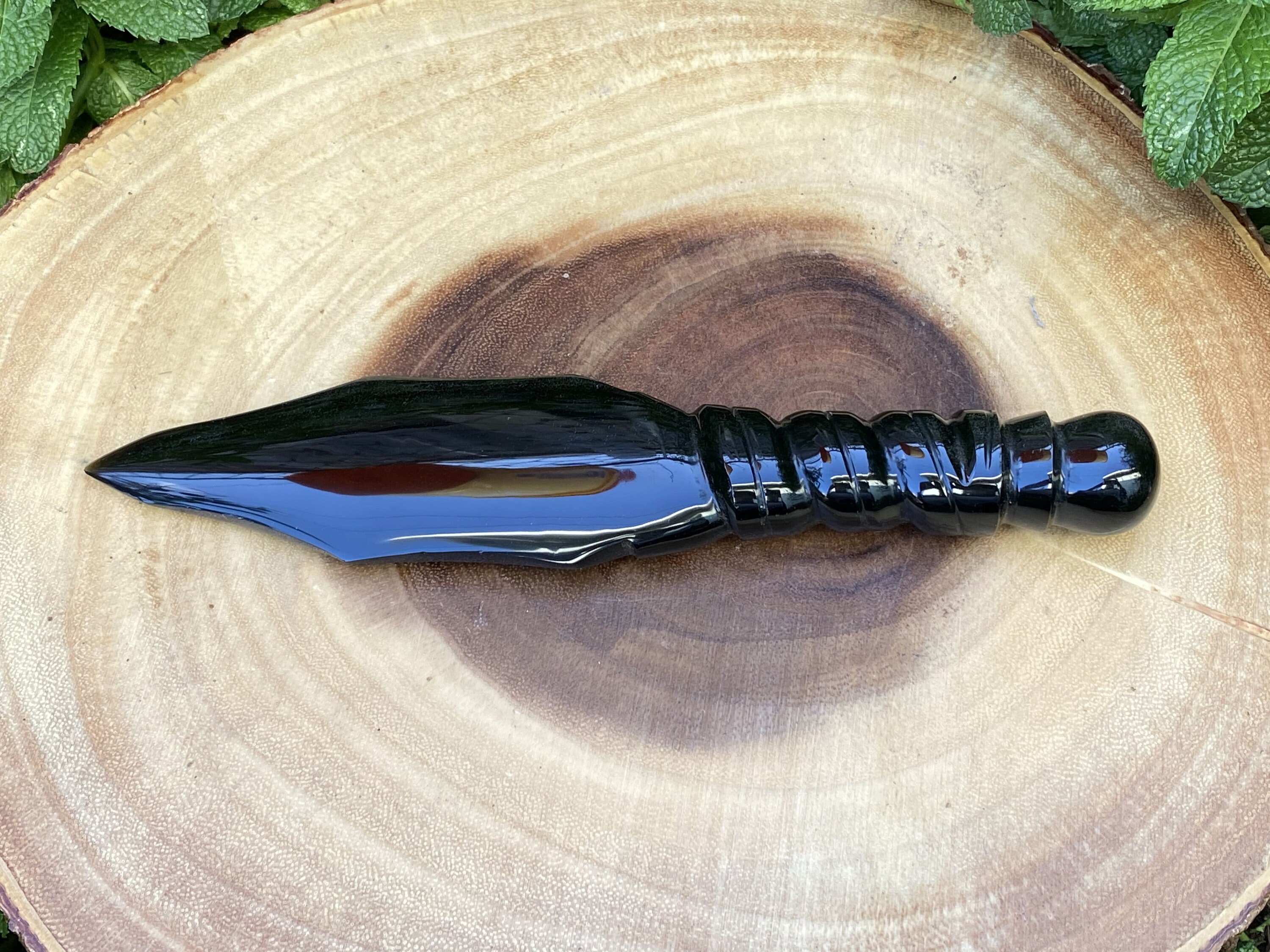 Spiral Handle Obsidian Crystal Dagger Ceremonial Dagger Empath Etsy