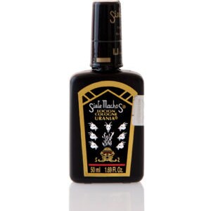 May include: A black cologne bottle with a gold label featuring the text "Siale Machos Locion Cologne Uranias". The bottle has a black cap and contains 1.69 fl oz (50 ml) of cologne.