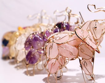 Handmade Wire Wrapped Crystal Elephant Elephant Figurine For Home Office Decor Elephant Ornament Crystal Elephant