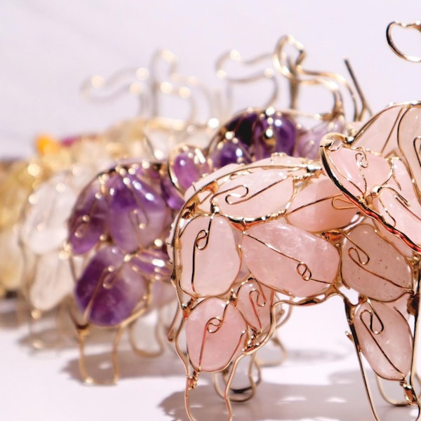 Handgemachte Draht gewickelt Kristall Elefant Elefant Figur für Haus Büro Dekor Elefant Ornament Kristallelefant