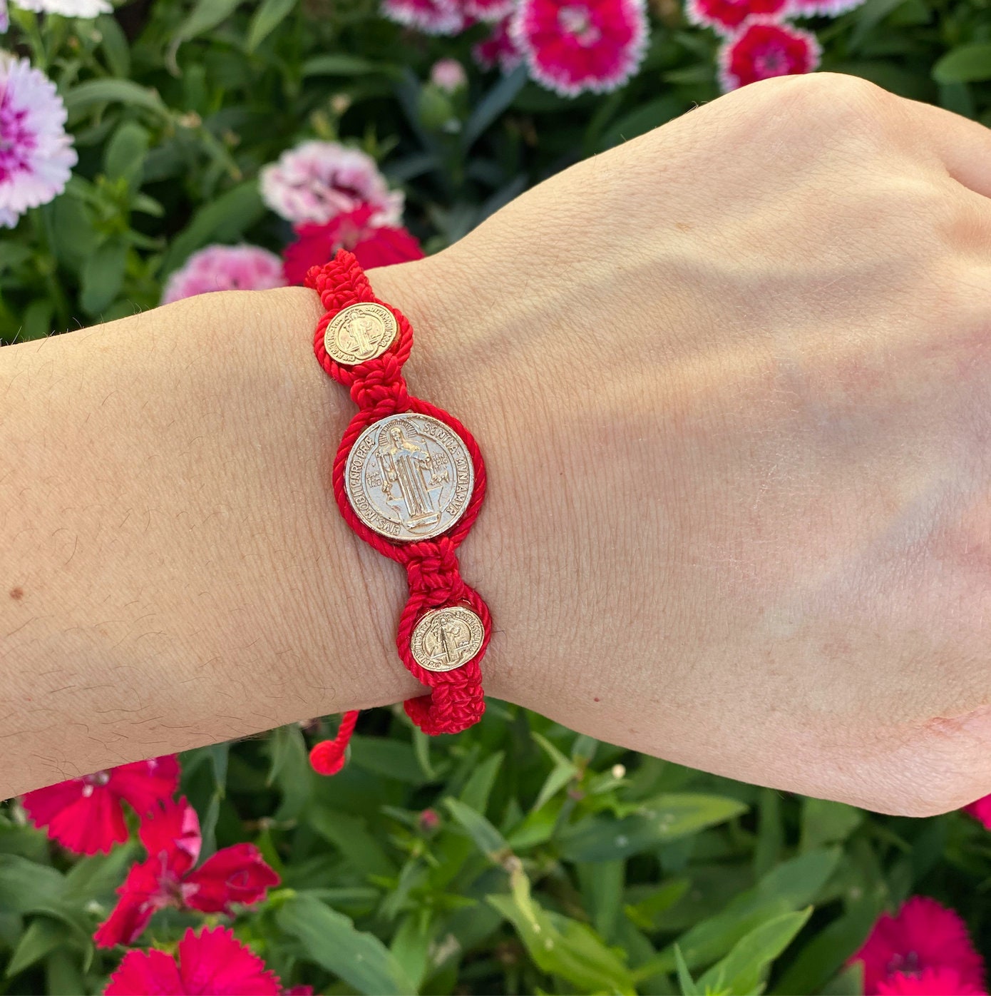 Red String Saint Benedict Bracelet Protection Red Bracelet Etsy