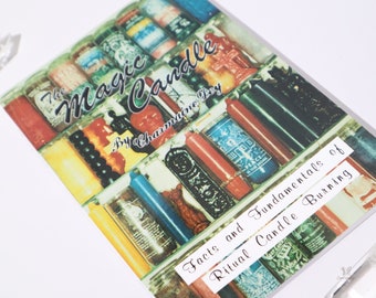 May include: A book titled "The Magic Candle" by Charmaine Bey, featuring a collage of colorful candles. The book also includes the text "Facts and Fundamentals of Ritual Candle Burning."