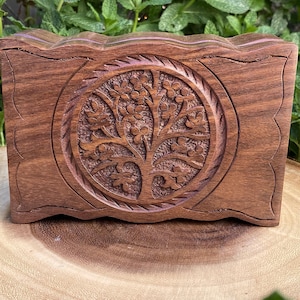 Tree of Life Wooden Box 4x6" Tarot Deck & Oracle Card Keepsake Witchy Things Crystal Box Keepsake Holder Jewelry Box Tea Box
