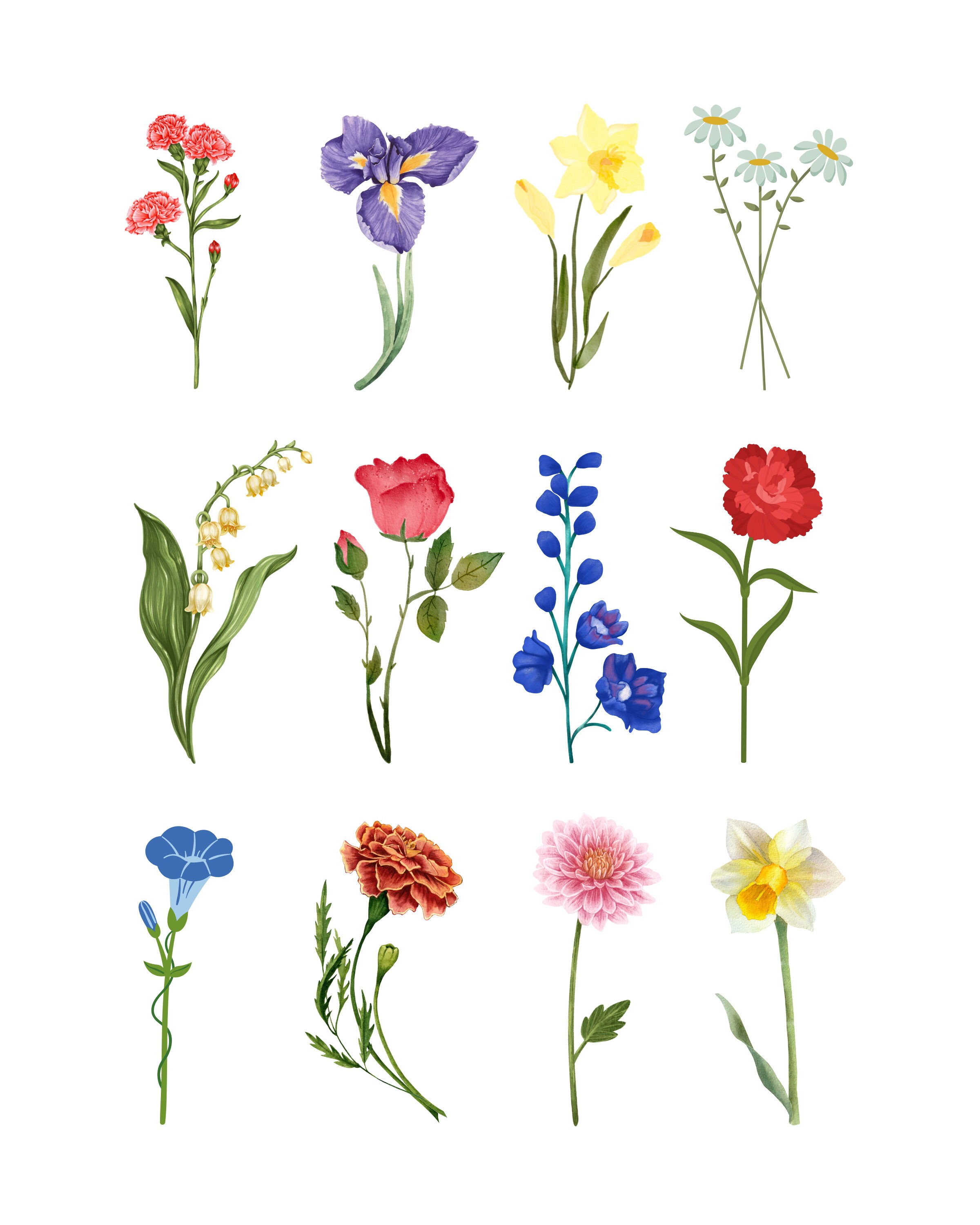 Custom Birth Flower Poster May Birth Flower Print Lily of Etsy