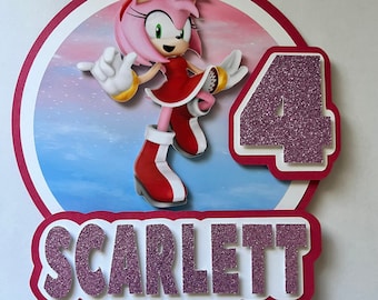 Amy Rose Cake Topper. Sonic Cake Topper for Girl. Amy Rose Shaker Cake