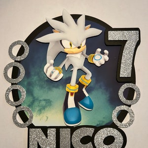 Silver Sonic the Hedgehog Cake Topper