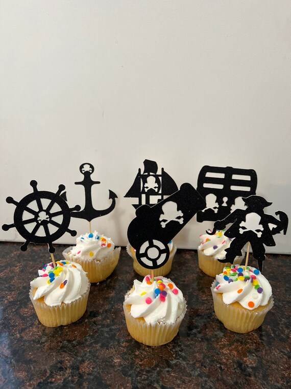 Pirate Theme Cupcake Toppers 12 Count Etsy