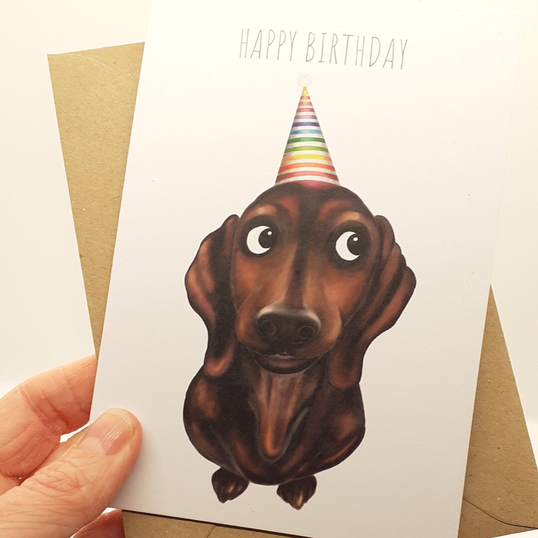 Happy Birthday Sausage Dog Birthday Card Etsy