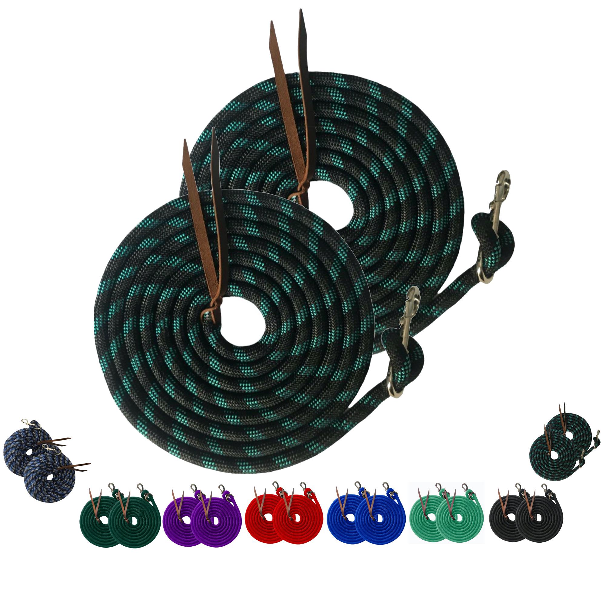 Corda Lead Training Equipride Con Popper In Pelle – Per Cavalli, 14 Piedi (4,2 M), Scatto Sostituibile