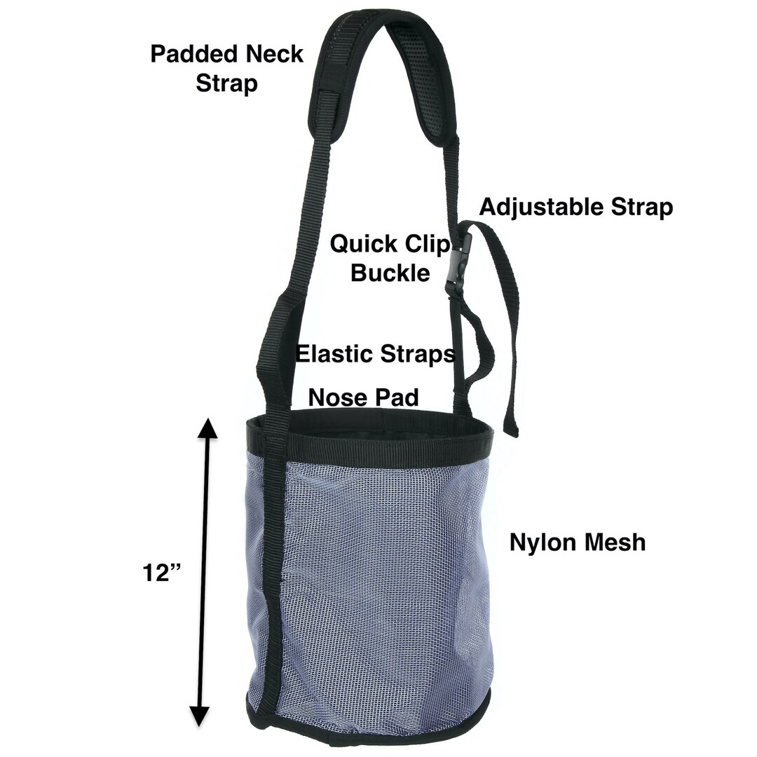 Majestic Ally Horse Feed Bag, Heavy Duty Nylon Mesh Grain Feed Bag