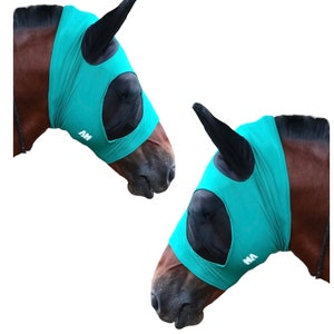 Majestic Ally Pack of 2 Lycra Horse Fly Mask with Nylon Mesh Eyes and Ears - Durable, Comfort Elasticity Fly Mask with Ears