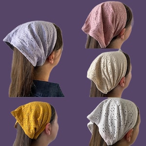 Jersey broderie basics 8,27 inch, 21 cm Christelijke hoofdbedekking Christian headcover covering blauw rood geel groen bruin blauw roze