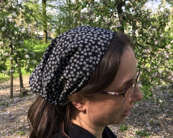 Haarband zwart/wit chiffon Christelijke hoofdbedekking, headcover,  hoofdband, cover headband, hairband, Christian headcover,