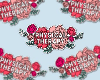 Floral Physical Therapy Sticker, Waterproof Vinyl PT Decal