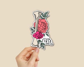 Tibia Bone Sticker, Physical Therapy DPT PTA Gift, Floral Anatomical Art (Water Resistant)