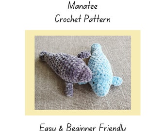 Manatee crochet pattern, amigurumi manatee, ocean crochet