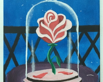 Beauty Beast Painting Enchanted Rose Wall Art Etsy