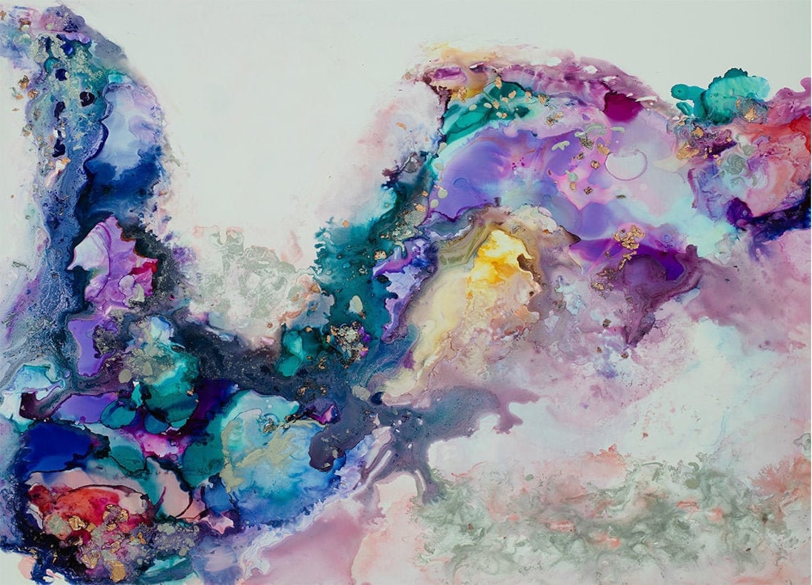 Horizontal Abstract Wall Art Print Colourful Original Etsy Ireland