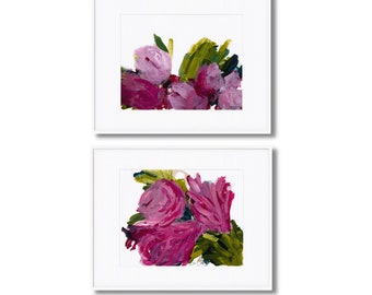 Wall Art Print, Abstract Art, Fine Art Prints, Modern, Floral,Flower, Colourful, Gift, Pair, Dyptic