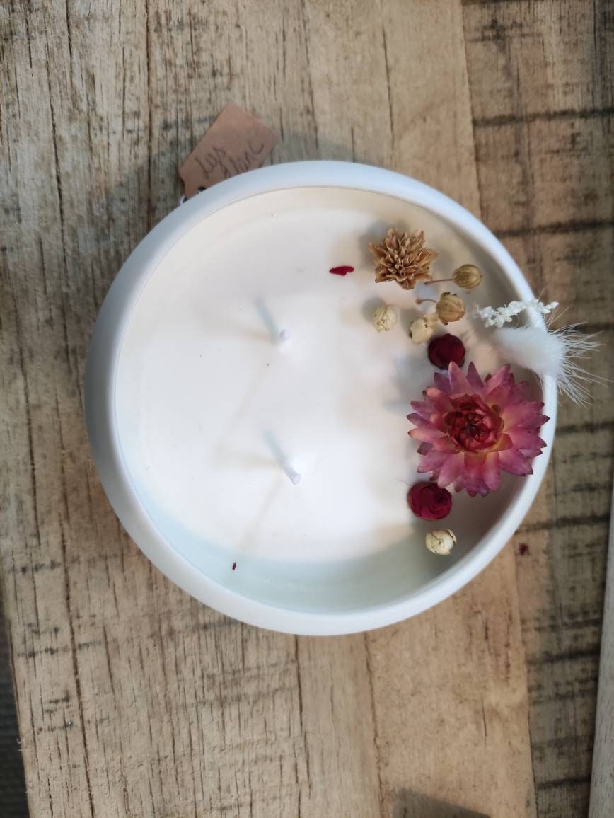 Bougie à La Cire de Soja et Fleurs Séchées - Bougie Fleurie