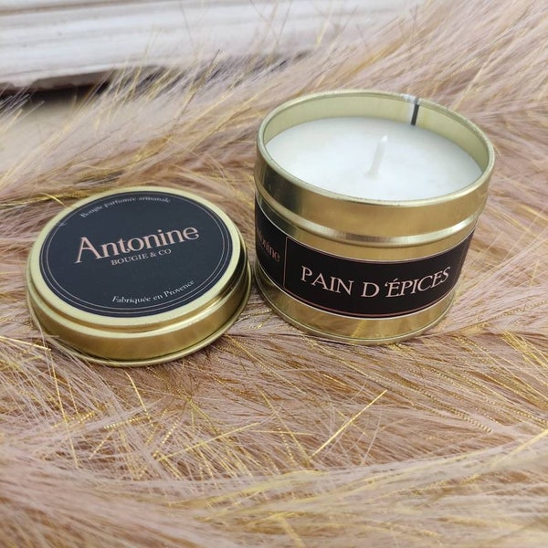 Bougie parfumée pain d'épices, cire de soja bougie de Noël