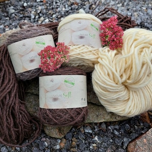 Dikke wol voor breien en haken // Viltwol in drie natuurlijke kleuren // Brei- en viltwol van schapenwol