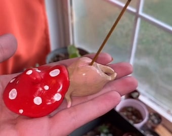 Clay Handmade Hippie Mushroom Booty Incense Burner (with or without leaf ash catcher)