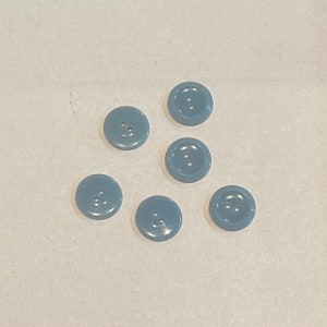 Vintage Flat Buttons - 18 mm Blue Buttons - Pack of 6