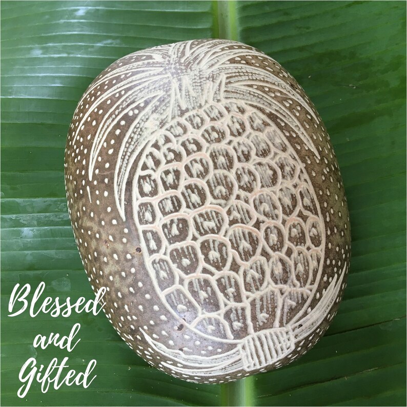 Calabash Bowl Plate, 'pineapple' Design, Natural Ecofriendly Wooden