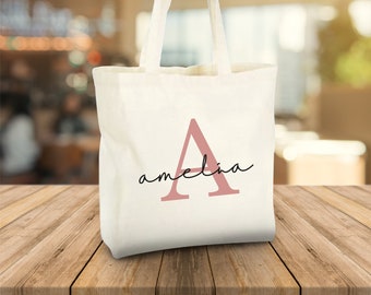 Personalised Name Tote Bag, Personalised Gift Tote Bag, Personalized Name  and Letter Tote Bag, Gift Mom Bag, Shopping Bag, Name Initial Bag