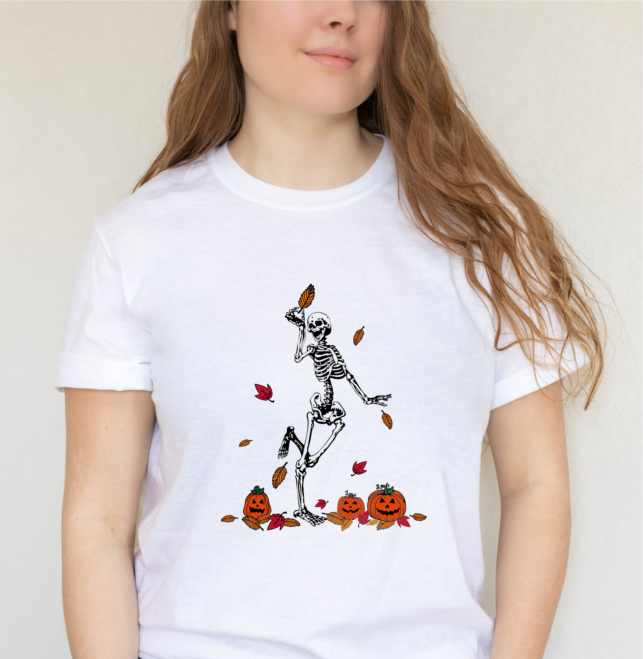 ballade Begrænset Caius Dancing Skeleton T-shirt Funny Fall Leaves Pumpkin T-shirt - Etsy