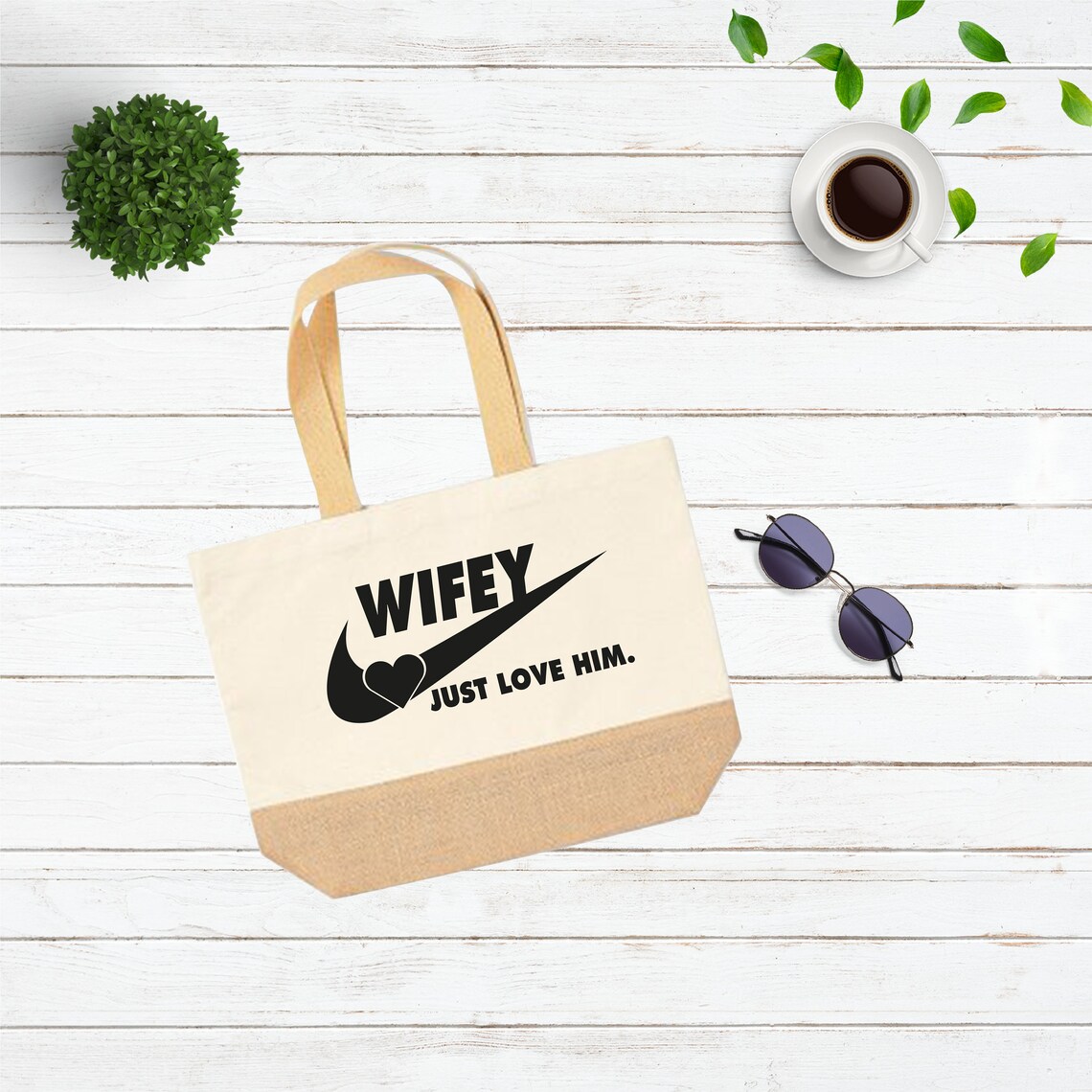 Wifey Nike Jute Bag Wifey Just Love Her Bag Borsa tote | Etsy