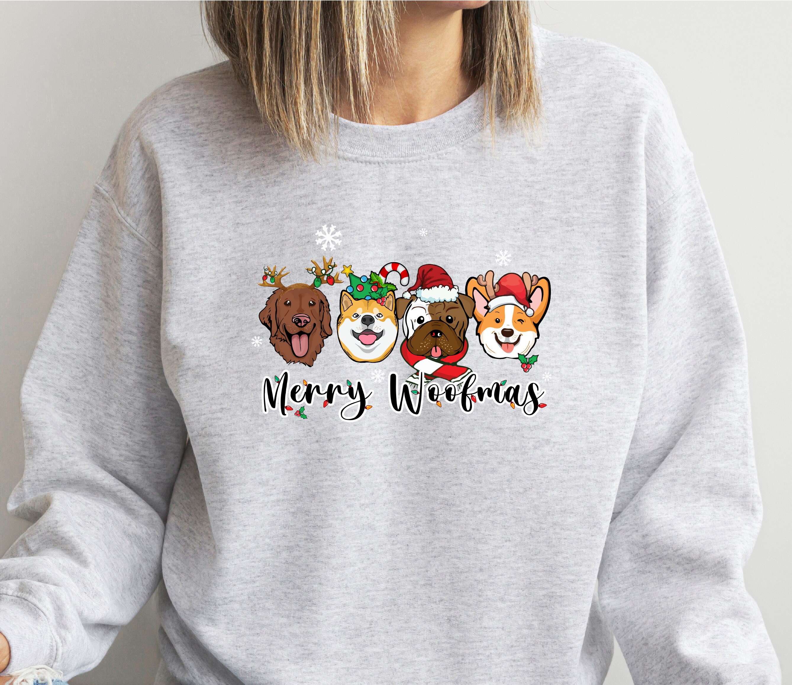 Discover Merry Woofmas Sweatshirt, Christmas Dog Mum Sweatshirt,  Merry Christmas Cute Dogs Sweatshirt, Dog lover Jumper, Christmas Dogs Dad Jumper