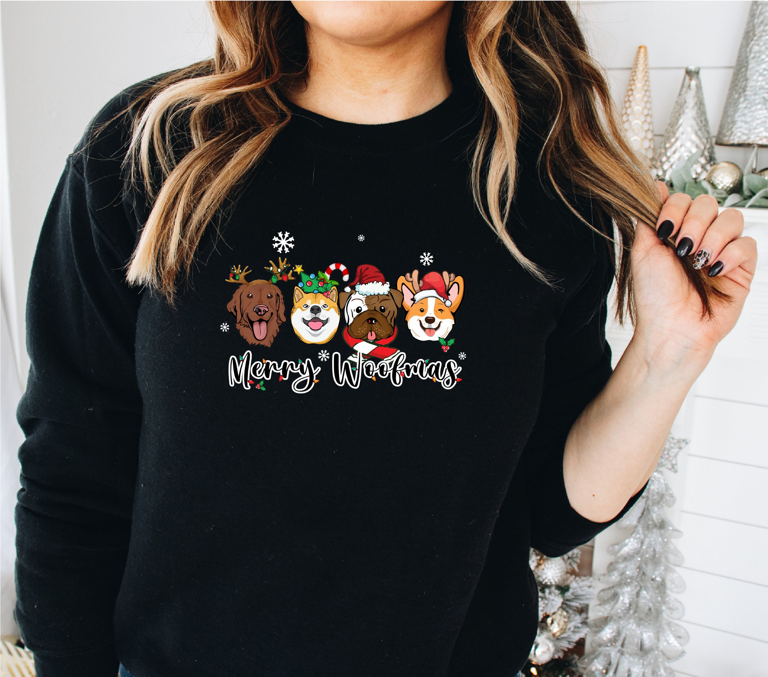 Discover Merry Woofmas Sweatshirt, Christmas Dog Mum Sweatshirt,  Merry Christmas Cute Dogs Sweatshirt, Dog lover Jumper, Christmas Dogs Dad Jumper