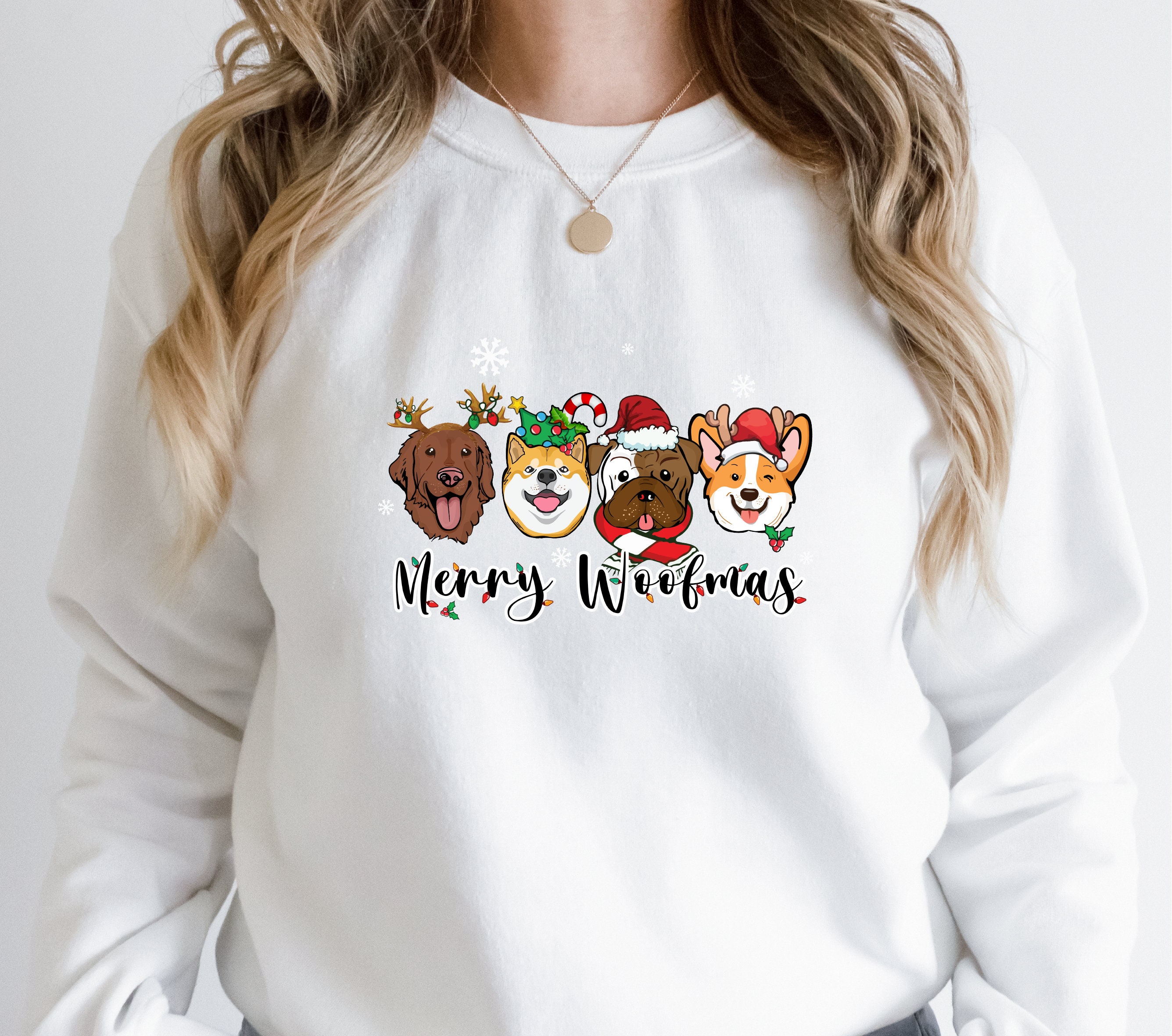 Discover Merry Woofmas Sweatshirt, Christmas Dog Mum Sweatshirt,  Merry Christmas Cute Dogs Sweatshirt, Dog lover Jumper, Christmas Dogs Dad Jumper