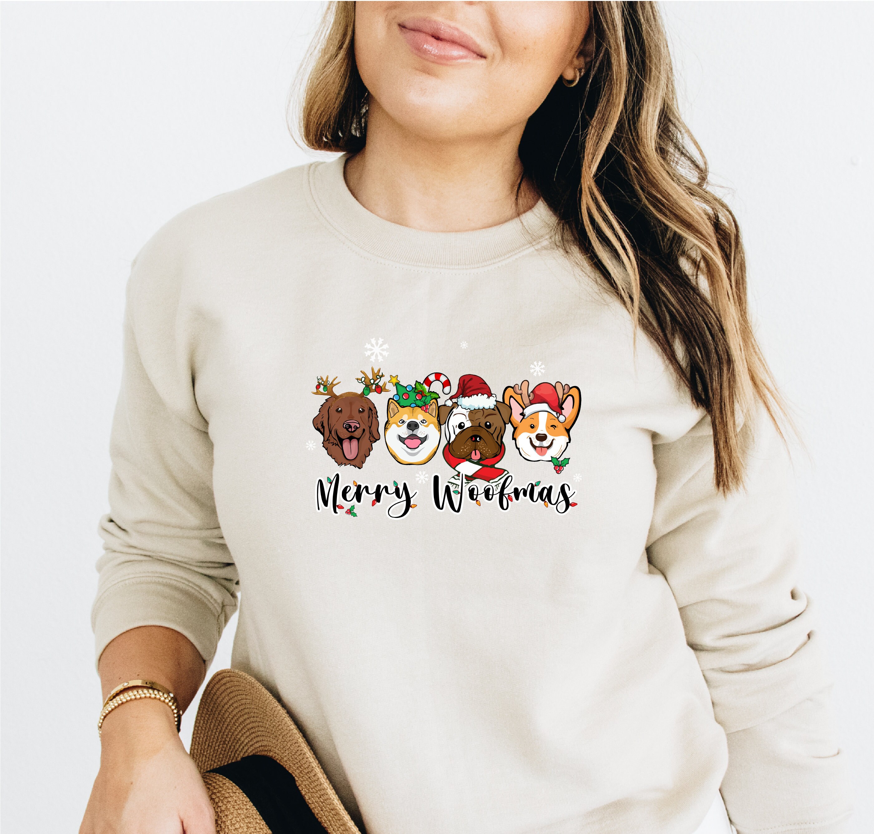Discover Merry Woofmas Sweatshirt, Christmas Dog Mum Sweatshirt,  Merry Christmas Cute Dogs Sweatshirt, Dog lover Jumper, Christmas Dogs Dad Jumper