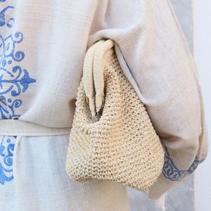 Summer raffia bag, Summer wedding bag, Straw beach bag, Raffia wedding purse, Handmade gift for her