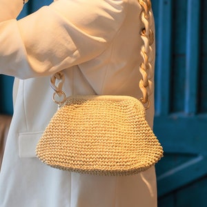 Pochette en raphia, sac à main en paille, pochette en raphia pour femme, sac de mariage d'été, cadeau fait main pour elle