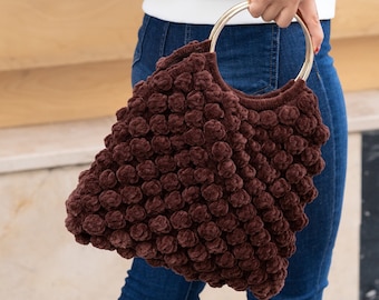 Velvet Evening Handbag, Top Handle Evening Hand Bag, Handmade gift