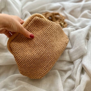 Straw clutch purse bag, Summer wedding bag, Raffia pouch bag for women, Handmade gift for her