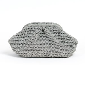 Silver clutch purse bag, Luxury silver wedding clutch bag, Glitter silver crochet bag, Handmade gift for her