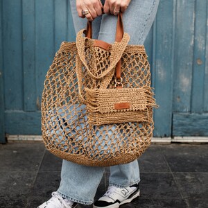 straw mesh beach bag